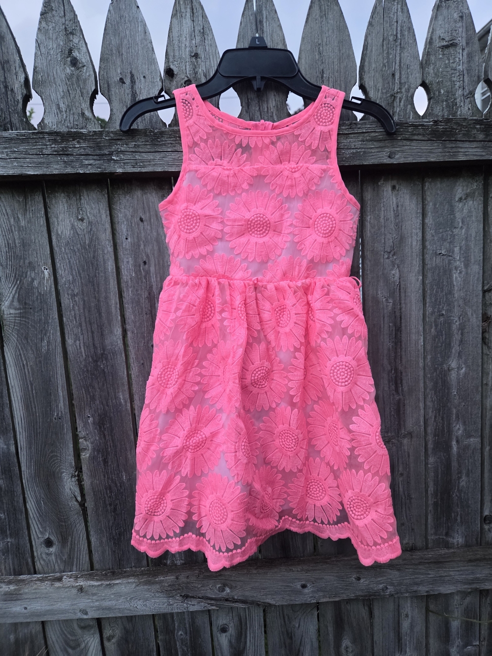 Justice Girls Pink Floral Lace Dress - Lightweight Sleeveless Party Dress